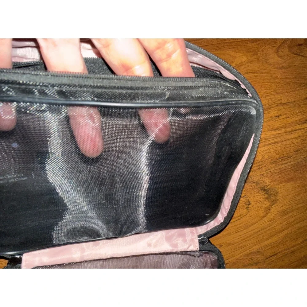 Mary Kay Black‎ Quilted Travel Cosmetic Bag Makeup Organizer Pink Interior